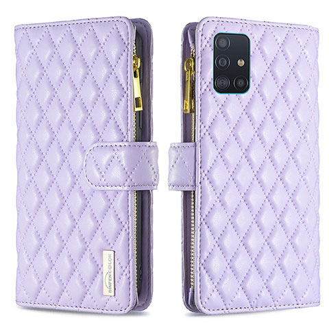 Handytasche Stand Schutzhülle Flip Leder Hülle B12F für Samsung Galaxy A51 5G Violett