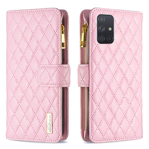 Handytasche Stand Schutzhülle Flip Leder Hülle B12F für Samsung Galaxy A71 4G A715 Rosegold