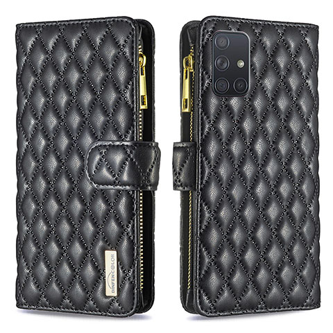 Handytasche Stand Schutzhülle Flip Leder Hülle B12F für Samsung Galaxy A71 4G A715 Schwarz