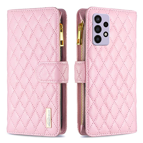 Handytasche Stand Schutzhülle Flip Leder Hülle B12F für Samsung Galaxy A72 4G Rosegold