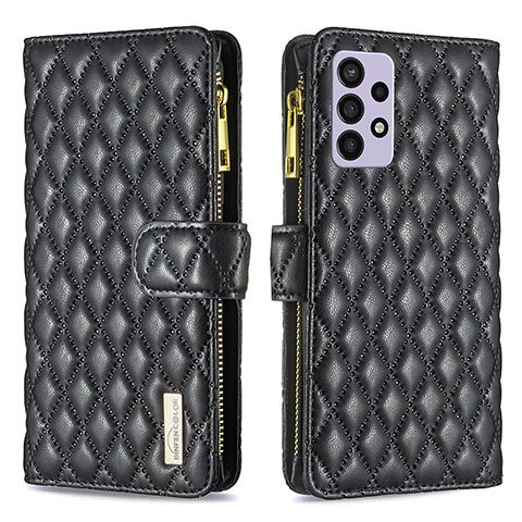 Handytasche Stand Schutzhülle Flip Leder Hülle B12F für Samsung Galaxy A72 4G Schwarz