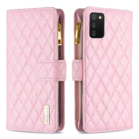 Handytasche Stand Schutzhülle Flip Leder Hülle B12F für Samsung Galaxy F02S SM-E025F Rosegold