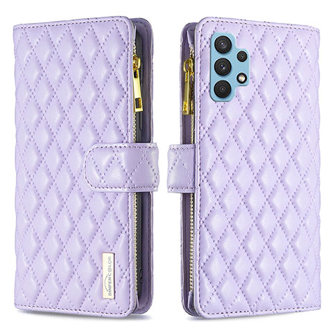 Handytasche Stand Schutzhülle Flip Leder Hülle B12F für Samsung Galaxy M32 5G Violett