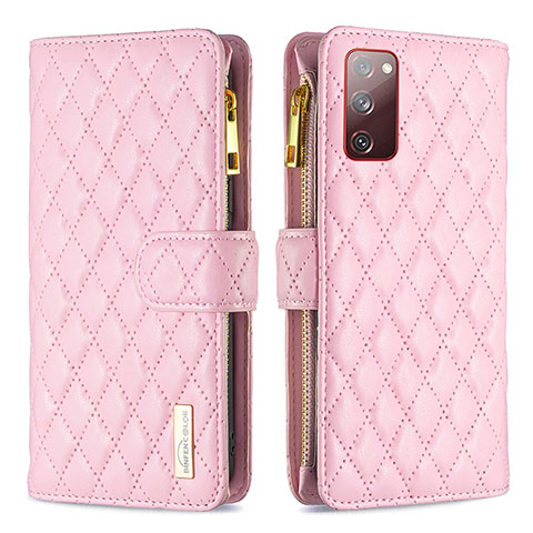 Handytasche Stand Schutzhülle Flip Leder Hülle B12F für Samsung Galaxy S20 FE 5G Rosegold