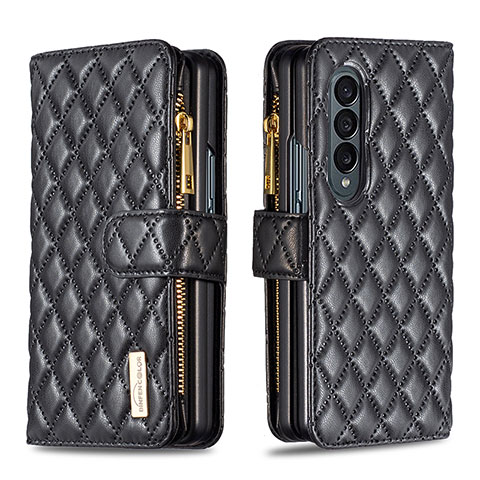 Handytasche Stand Schutzhülle Flip Leder Hülle B12F für Samsung Galaxy Z Fold4 5G Schwarz