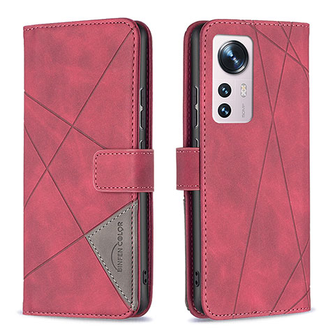 Handytasche Stand Schutzhülle Flip Leder Hülle B12F für Xiaomi Mi 12 5G Rot