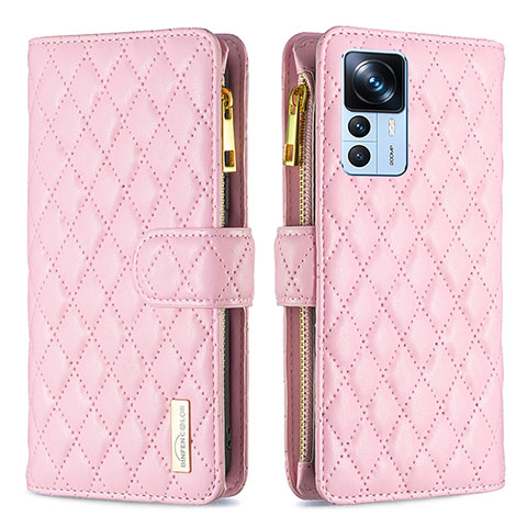 Handytasche Stand Schutzhülle Flip Leder Hülle B12F für Xiaomi Mi 12T Pro 5G Rosegold