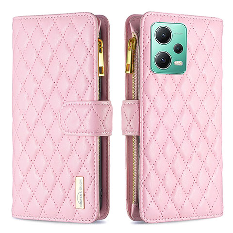 Handytasche Stand Schutzhülle Flip Leder Hülle B12F für Xiaomi Poco X5 5G Rosegold