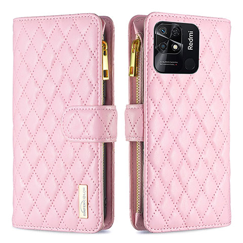 Handytasche Stand Schutzhülle Flip Leder Hülle B12F für Xiaomi Redmi 10 Power Rosegold