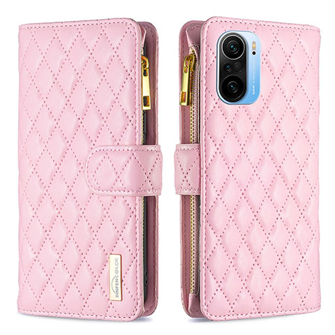 Handytasche Stand Schutzhülle Flip Leder Hülle B12F für Xiaomi Redmi K40 Pro 5G Rosegold