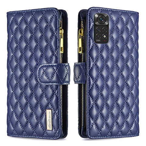 Handytasche Stand Schutzhülle Flip Leder Hülle B12F für Xiaomi Redmi Note 11 4G (2022) Blau