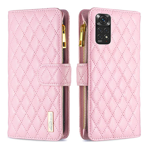 Handytasche Stand Schutzhülle Flip Leder Hülle B12F für Xiaomi Redmi Note 11 4G (2022) Rosegold