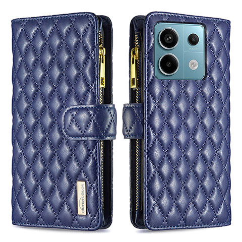 Handytasche Stand Schutzhülle Flip Leder Hülle B12F für Xiaomi Redmi Note 13 Pro 5G Blau