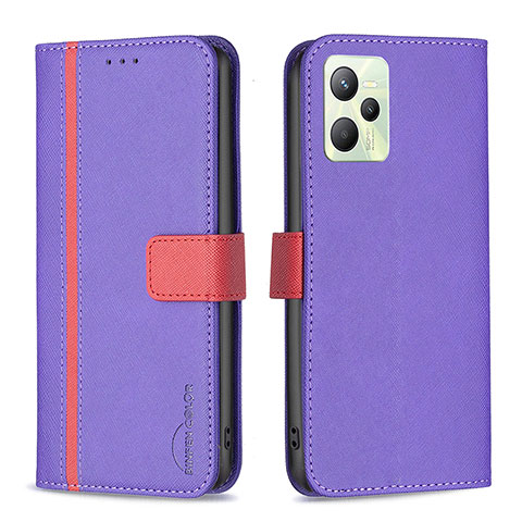 Handytasche Stand Schutzhülle Flip Leder Hülle B13F für Realme C35 Violett