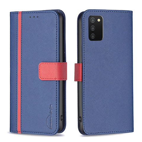 Handytasche Stand Schutzhülle Flip Leder Hülle B13F für Samsung Galaxy A02s Blau