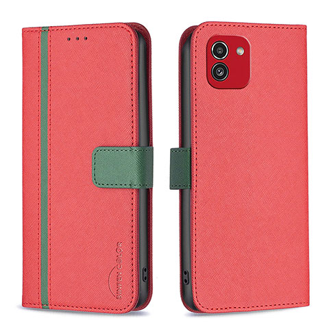 Handytasche Stand Schutzhülle Flip Leder Hülle B13F für Samsung Galaxy A03 Rot