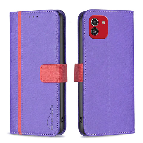 Handytasche Stand Schutzhülle Flip Leder Hülle B13F für Samsung Galaxy A03 Violett