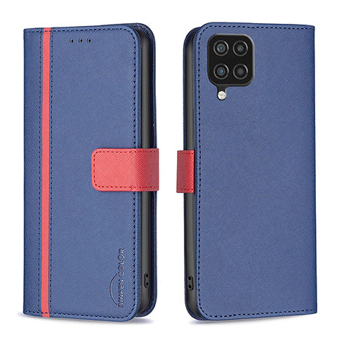 Handytasche Stand Schutzhülle Flip Leder Hülle B13F für Samsung Galaxy A12 5G Blau