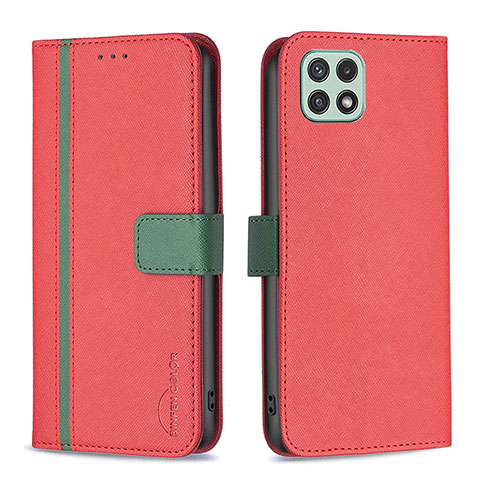 Handytasche Stand Schutzhülle Flip Leder Hülle B13F für Samsung Galaxy A22 5G Rot