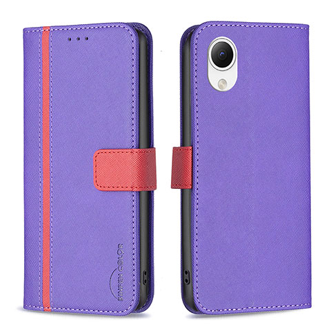 Handytasche Stand Schutzhülle Flip Leder Hülle B13F für Samsung Galaxy A23 5G SC-56C Violett