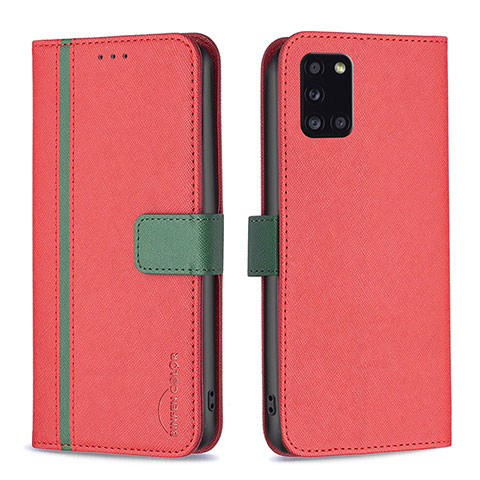 Handytasche Stand Schutzhülle Flip Leder Hülle B13F für Samsung Galaxy A31 Rot