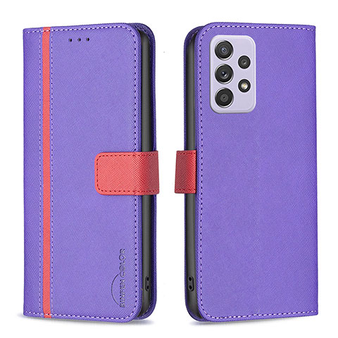 Handytasche Stand Schutzhülle Flip Leder Hülle B13F für Samsung Galaxy A52 4G Violett