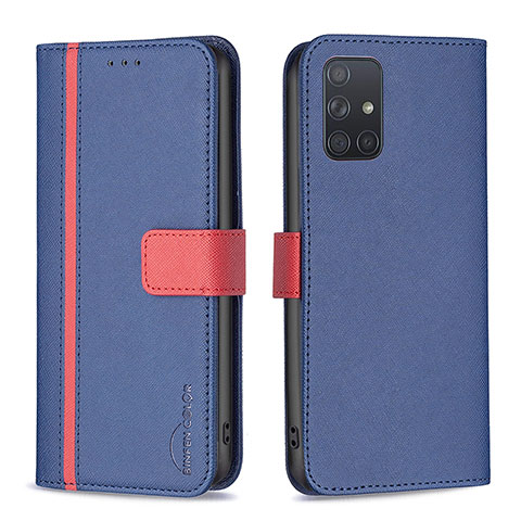 Handytasche Stand Schutzhülle Flip Leder Hülle B13F für Samsung Galaxy A71 5G Blau