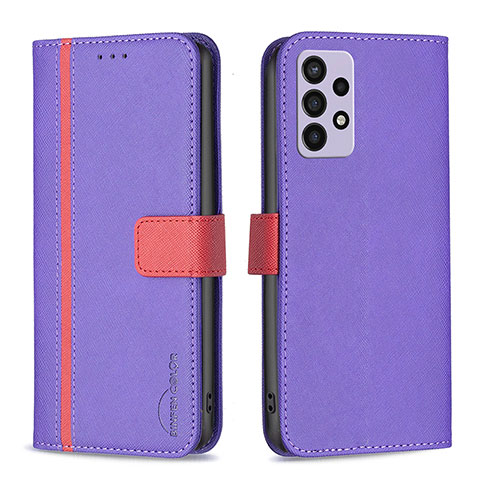 Handytasche Stand Schutzhülle Flip Leder Hülle B13F für Samsung Galaxy A72 5G Violett