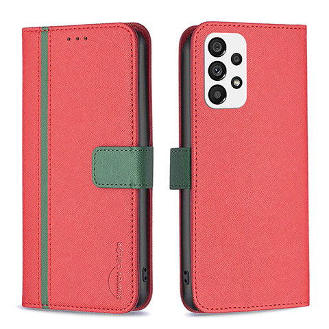 Handytasche Stand Schutzhülle Flip Leder Hülle B13F für Samsung Galaxy A73 5G Rot