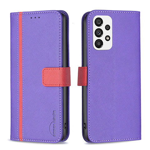 Handytasche Stand Schutzhülle Flip Leder Hülle B13F für Samsung Galaxy A73 5G Violett