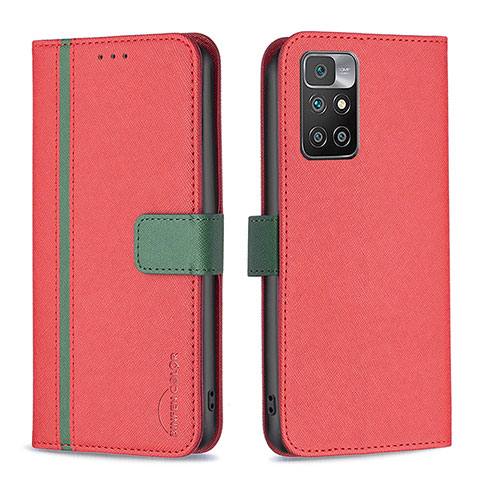 Handytasche Stand Schutzhülle Flip Leder Hülle B13F für Xiaomi Redmi 10 4G Rot