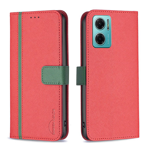 Handytasche Stand Schutzhülle Flip Leder Hülle B13F für Xiaomi Redmi 10 5G Rot