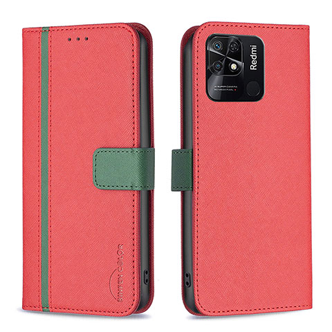 Handytasche Stand Schutzhülle Flip Leder Hülle B13F für Xiaomi Redmi 10 Power Rot