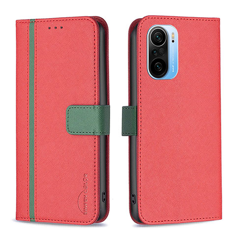 Handytasche Stand Schutzhülle Flip Leder Hülle B13F für Xiaomi Redmi K40 Pro+ Plus 5G Rot