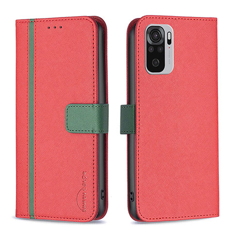 Handytasche Stand Schutzhülle Flip Leder Hülle B13F für Xiaomi Redmi Note 10 4G Rot