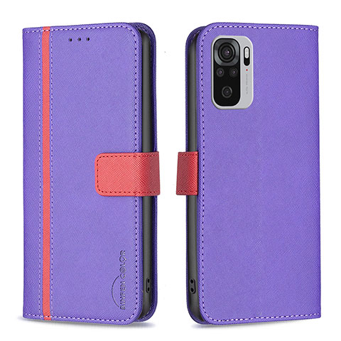 Handytasche Stand Schutzhülle Flip Leder Hülle B13F für Xiaomi Redmi Note 10 4G Violett