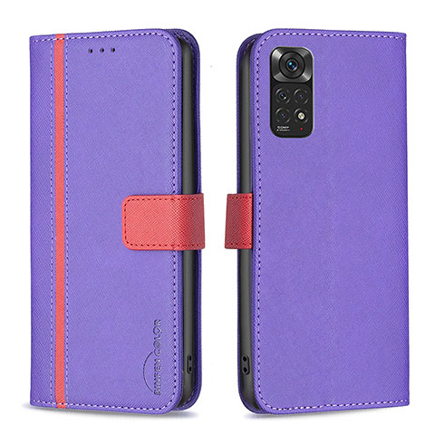 Handytasche Stand Schutzhülle Flip Leder Hülle B13F für Xiaomi Redmi Note 11 4G (2022) Violett