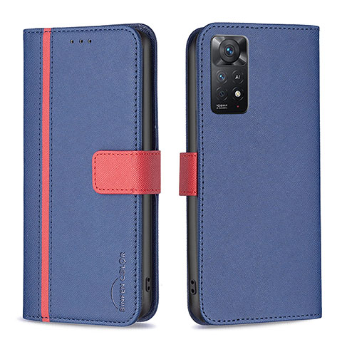 Handytasche Stand Schutzhülle Flip Leder Hülle B13F für Xiaomi Redmi Note 11 Pro 4G Blau