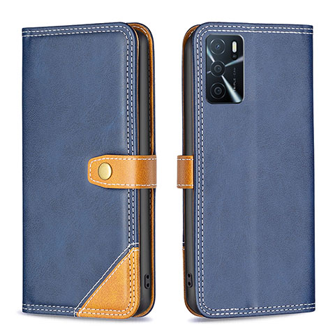 Handytasche Stand Schutzhülle Flip Leder Hülle B14F für Oppo A16 Blau