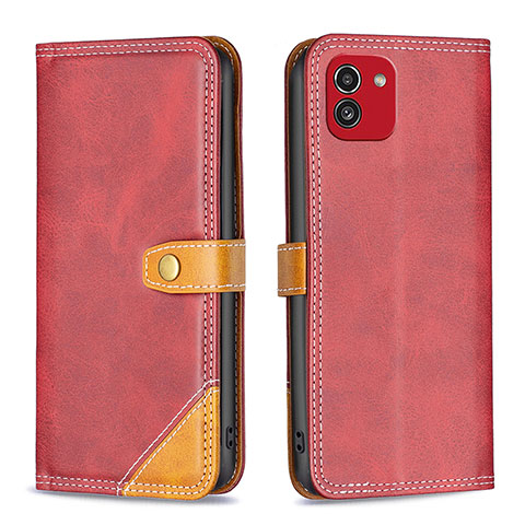 Handytasche Stand Schutzhülle Flip Leder Hülle B14F für Samsung Galaxy A03 Rot