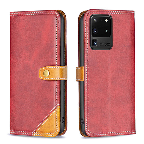 Handytasche Stand Schutzhülle Flip Leder Hülle B14F für Samsung Galaxy S20 Ultra 5G Rot