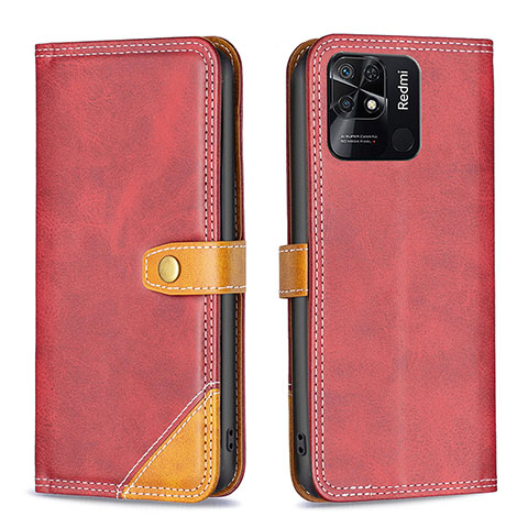 Handytasche Stand Schutzhülle Flip Leder Hülle B14F für Xiaomi Redmi 10 India Rot