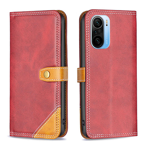 Handytasche Stand Schutzhülle Flip Leder Hülle B14F für Xiaomi Redmi K40 Pro 5G Rot