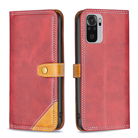 Handytasche Stand Schutzhülle Flip Leder Hülle B14F für Xiaomi Redmi Note 10 4G Rot