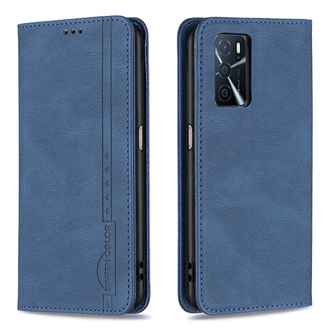 Handytasche Stand Schutzhülle Flip Leder Hülle B15F für Oppo A16 Blau