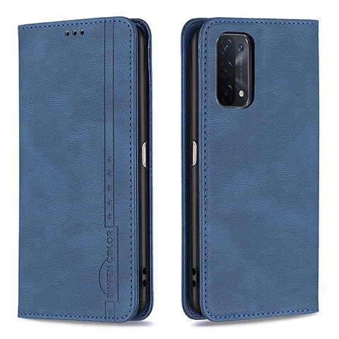 Handytasche Stand Schutzhülle Flip Leder Hülle B15F für Oppo A54 5G Blau