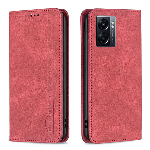 Handytasche Stand Schutzhülle Flip Leder Hülle B15F für Oppo A57 5G Rot