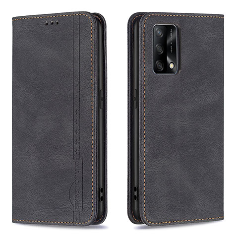 Handytasche Stand Schutzhülle Flip Leder Hülle B15F für Oppo A74 4G Schwarz