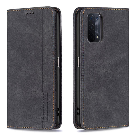 Handytasche Stand Schutzhülle Flip Leder Hülle B15F für Oppo A74 5G Schwarz