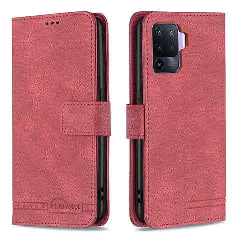 Handytasche Stand Schutzhülle Flip Leder Hülle B15F für Oppo A94 4G Rot